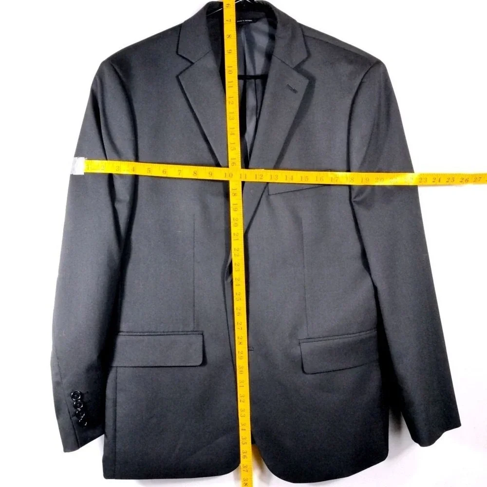 Apt 9 Mens Slim Fit‎ Blazer Jacket Solid Black Two Button Notch Lapel 42S Approx